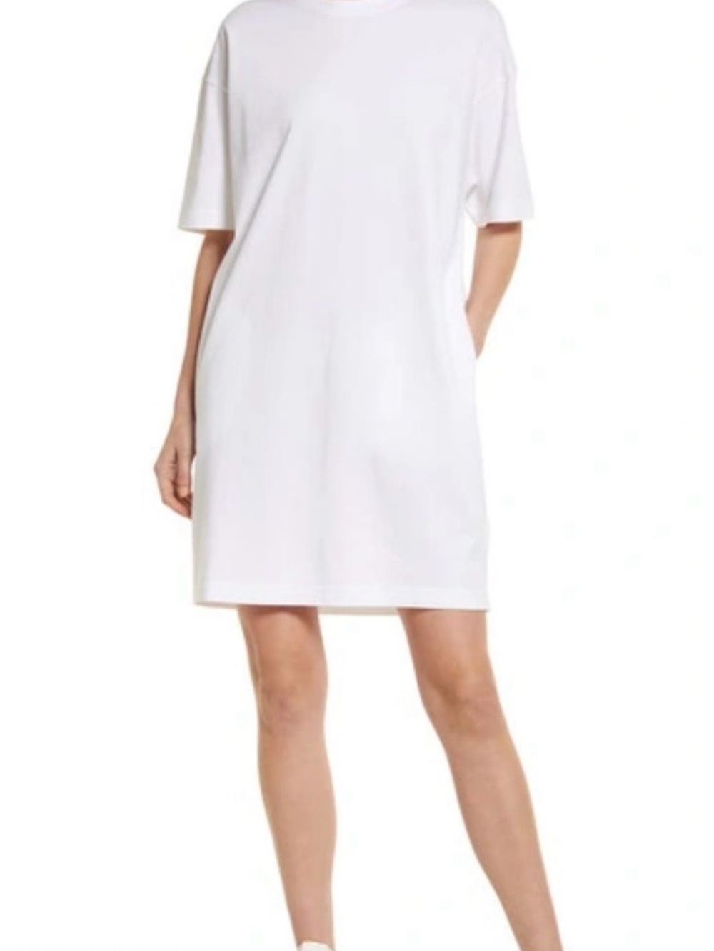 Nordstrom Treasure & Bond White Crewneck T-Shirt Dress Mini Dress (With Pockets)